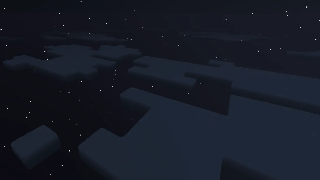 Volumetric clouds at night seen from above, with moonlight illumination