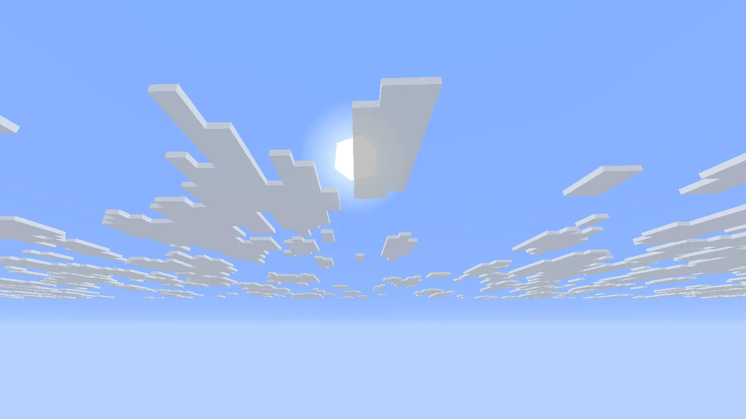 Vanilla style clouds during daytime, showing the CPU-generated geometry with directional face brightness
